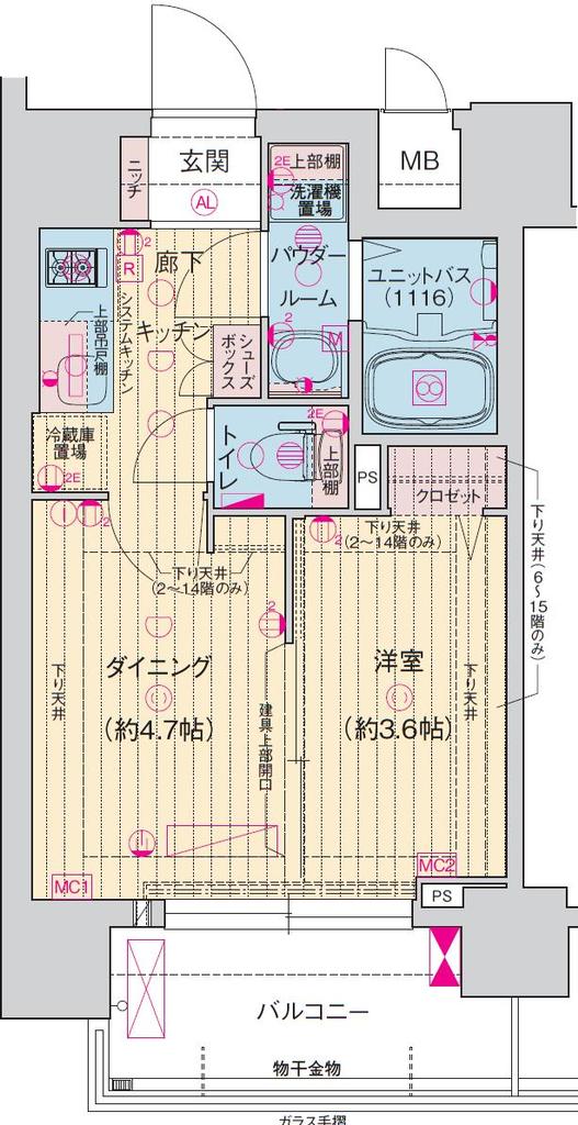 ソルテラス阿波座ウィズ 0201 間取り図