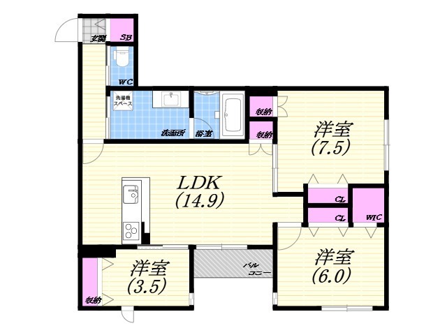 WING TOWA MAISON 203 間取り図