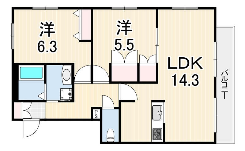 ボヌール上甲東園 202 間取り図