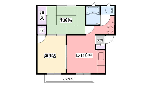 学文ハイツ 201 間取り図