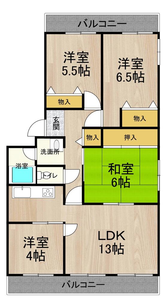 フェルザ西宮 205 間取り図