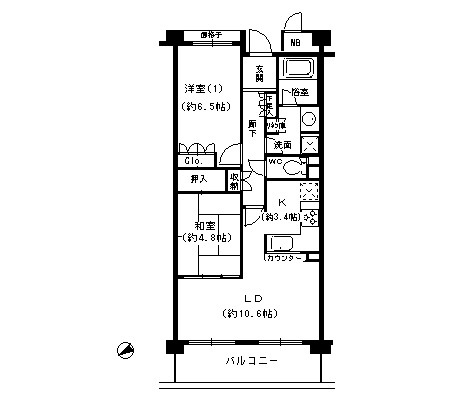 甲子園六石町ハイツ 509 間取り図