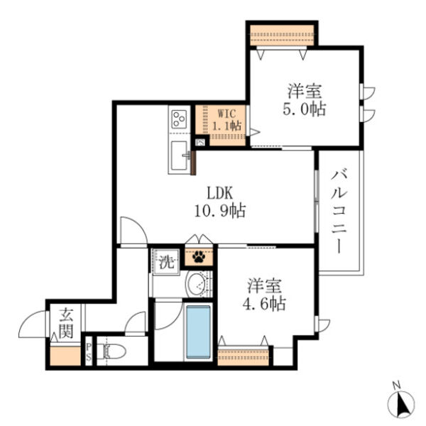 ブルーメ夙川 302 間取り図