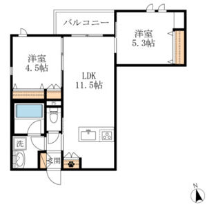 ブルーメ夙川 201 間取り図